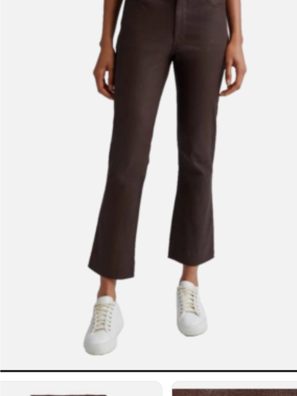 ATM Leather High-Rise Cropped Pants - Brown